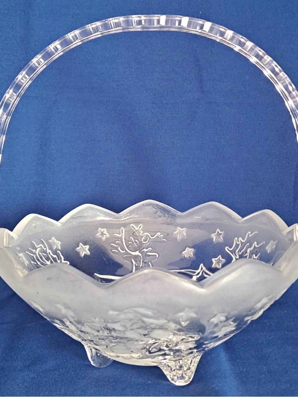 Christmas Decorations-A “Night Silent Scalloped Basket with Handle